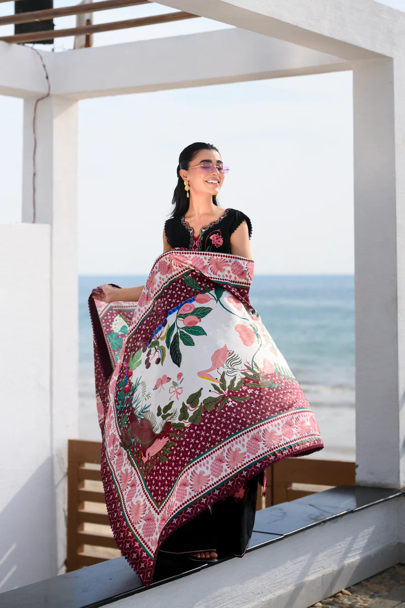 BLACK LUXURY EMBROIDERED LAWN 3PCS SET (NEL-26611)