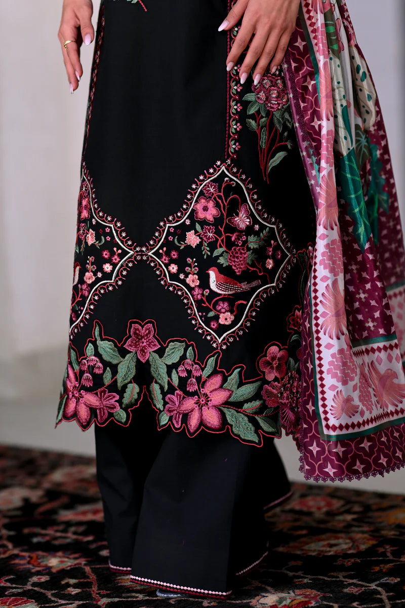 BLACK LUXURY EMBROIDERED LAWN 3PCS SET (NEL-26611)