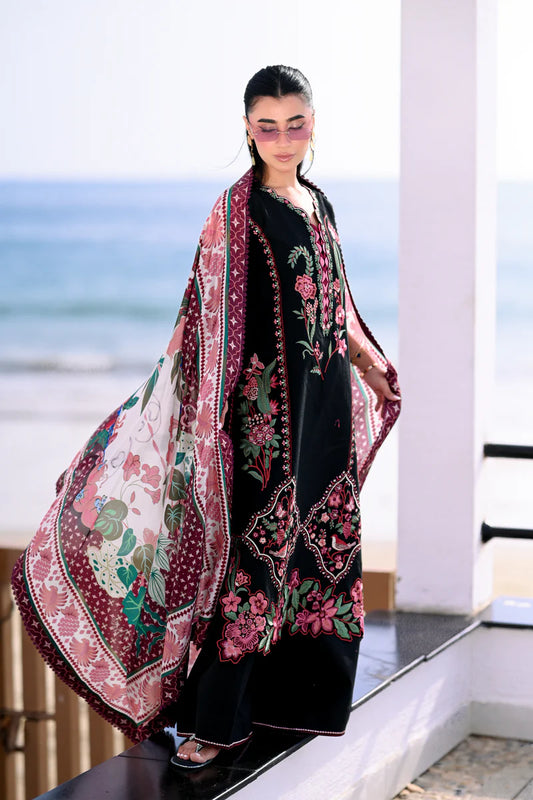 BLACK LUXURY EMBROIDERED LAWN 3PCS SET (NEL-26611)