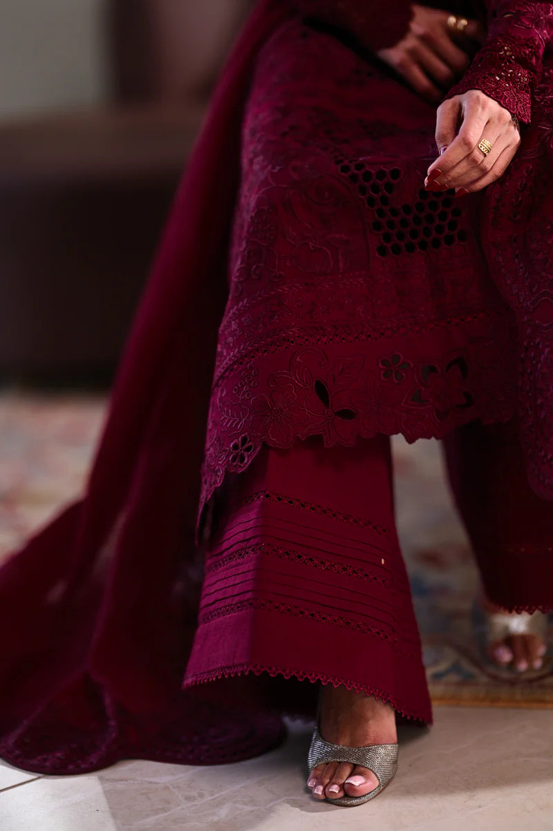 MAROON LUXURY EMBROIDERED LAWN (NEL-26601)