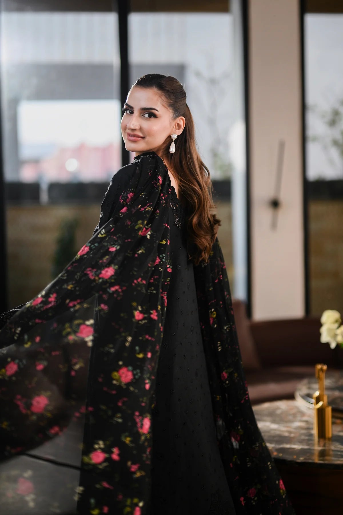 BLACK LUXURY EMBROIDERED LAWN (NEL-26602)