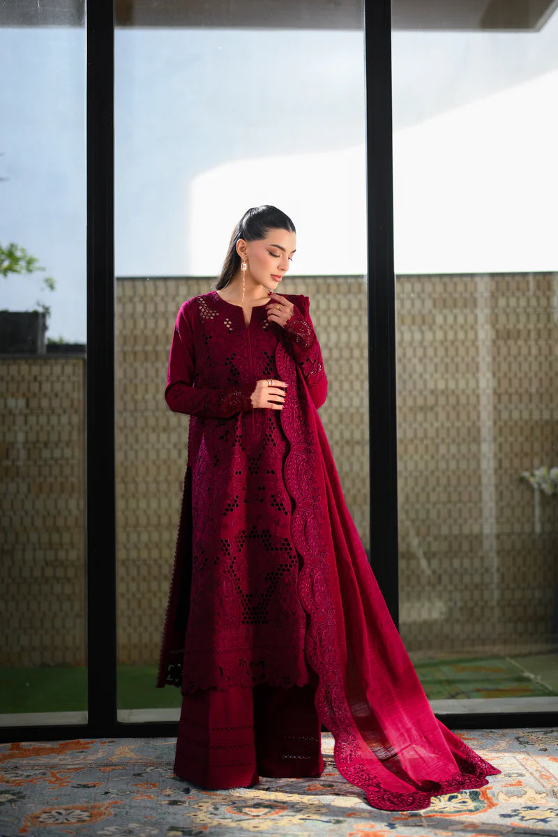 MAROON LUXURY EMBROIDERED LAWN (NEL-26601)