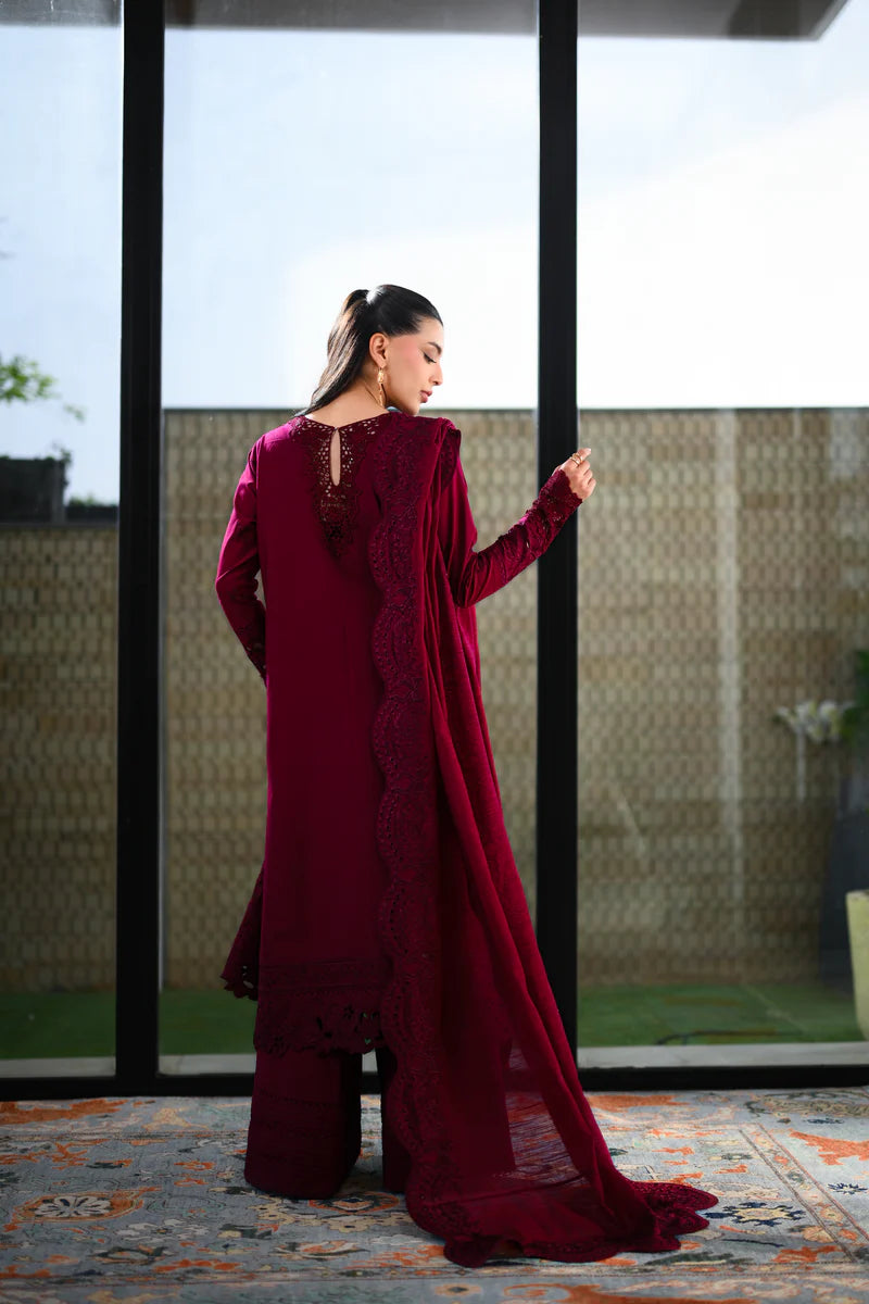 MAROON LUXURY EMBROIDERED LAWN (NEL-26601)