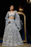 NET EMBROIDERED BLOUSE AND SKIRT WITH CAPE Design Code: 6703.3