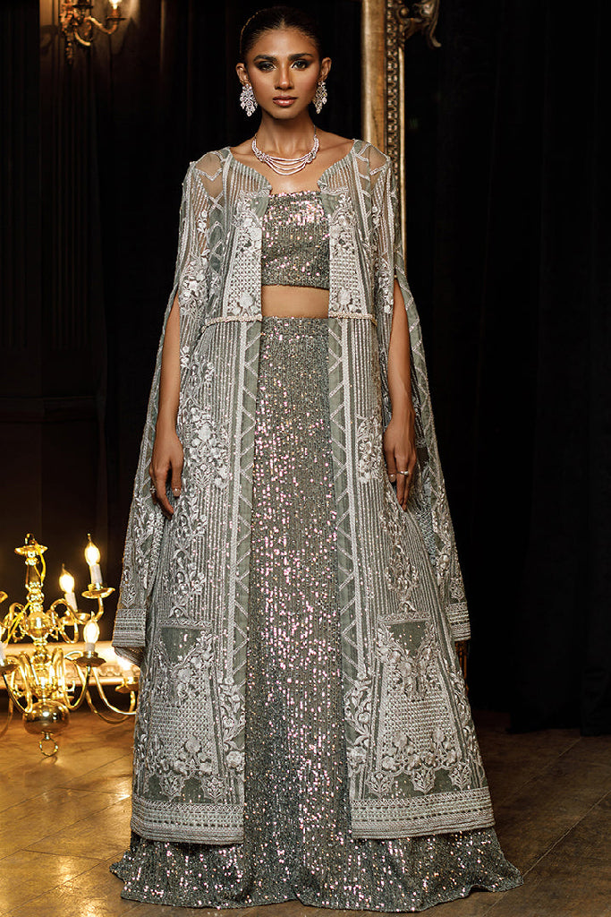 ORGANZA EMBROIDERED JACKET WITH SKIRT Design Code: 7030.2