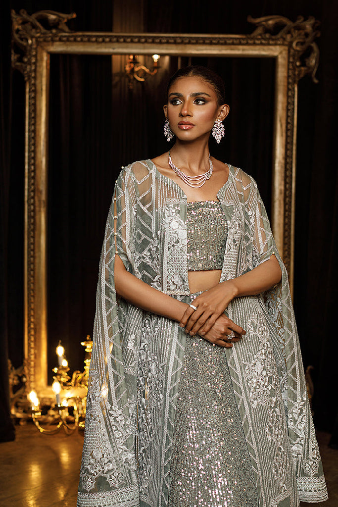 ORGANZA EMBROIDERED JACKET WITH SKIRT Design Code: 7030.2
