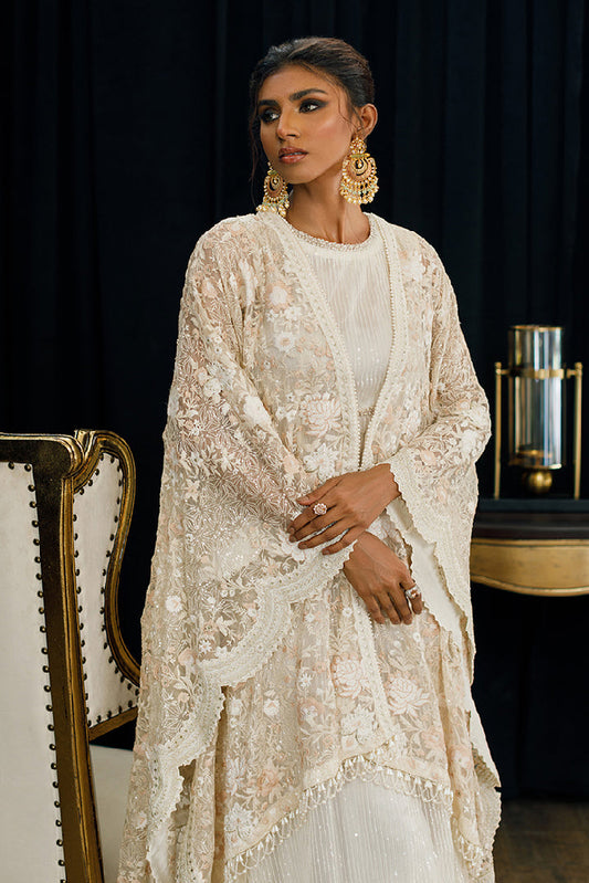 ORGANZA EMBROIDERED CAPE WITH MAXI Design Code: 4790.1