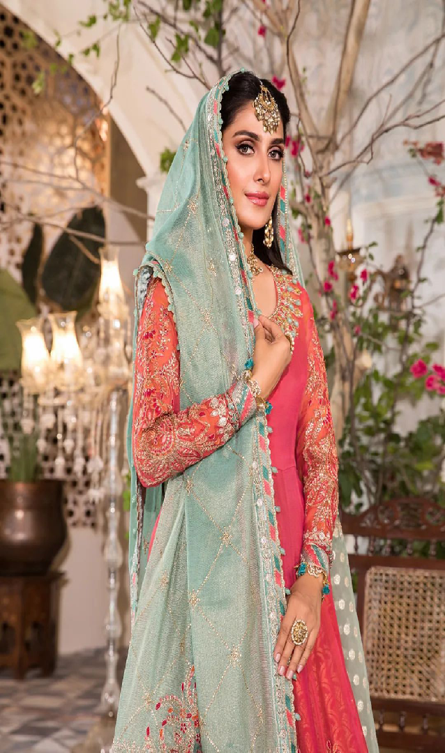 MBROIDERED - Pearl White, Peach and Aqua (BD-2408)