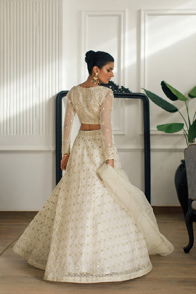 ORGRANZA EMBROIDERED BLOUSE AND SKIRT Design Code: 7972